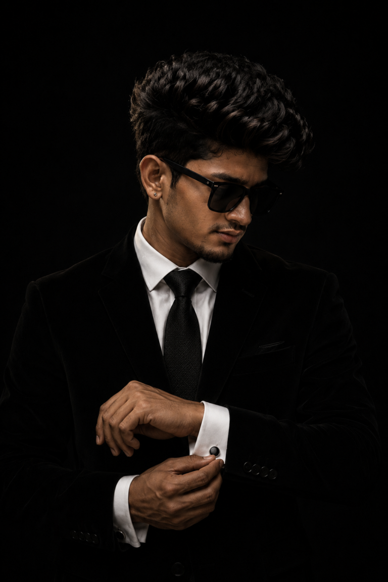 Dark cinematic mafia-style portrait