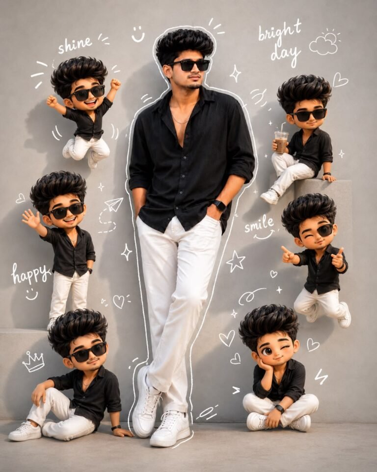 3D Cute Chibi Collage with Hand-Drawn Doodle Aesthetic