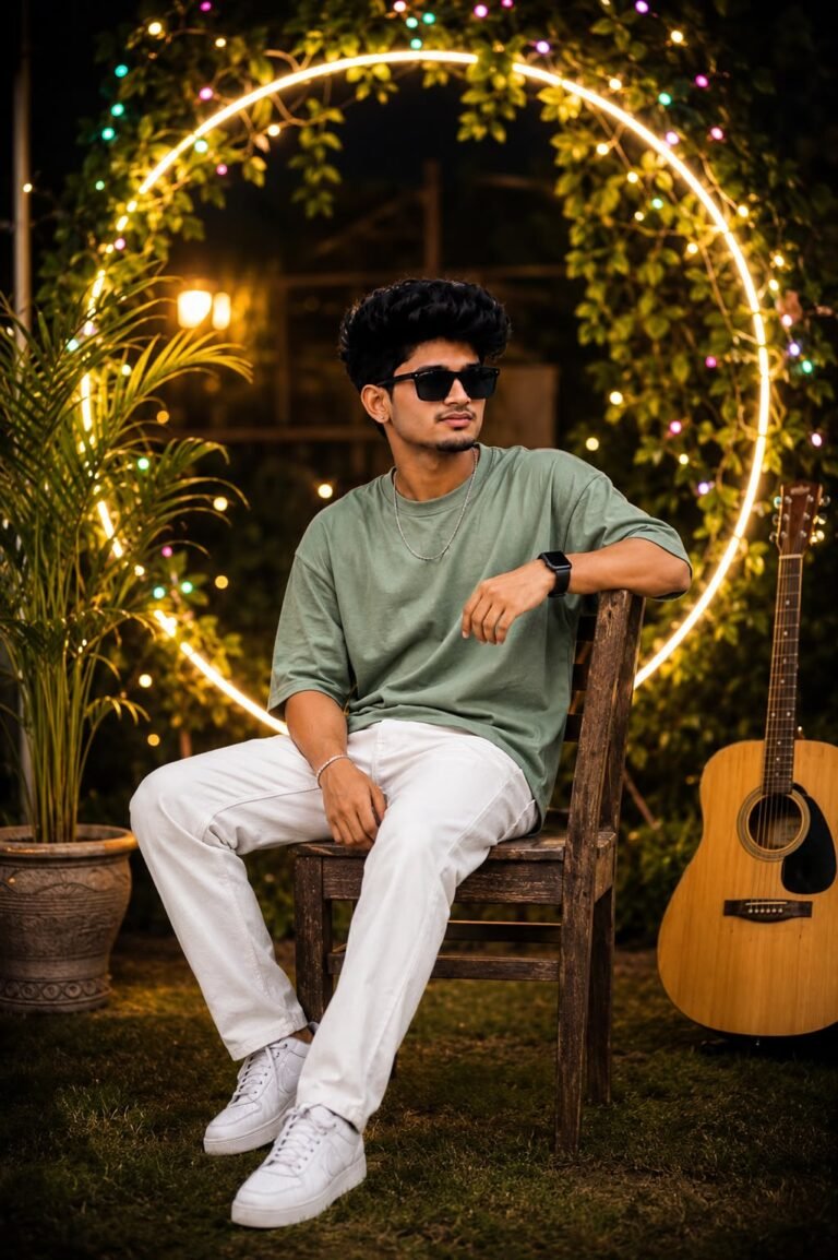 Cinematic Night Garden Lifestyle Portrait Style